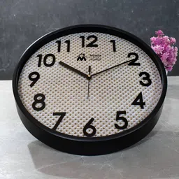 Myntra Elegant Homes 12" Embossed Dial Wall Cream & Black Contemporary Wall Clock-image-70