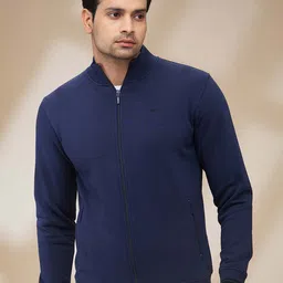 ColorPlus Men Solid Mock Collar Front-Open Sweatshirt-picture-20