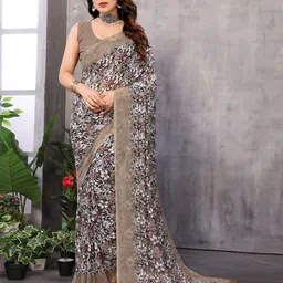 Nirmohi Fashion Floral Print Pure Georgette Saree-image-75