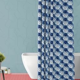 ArtzFolio Blue and White Geometric Printed Waterproof Shower Curtain-13