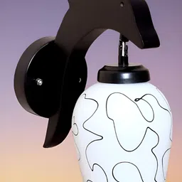 KINIS Black & White Wooden Quirky Bell Shaped Wall Lamp-27