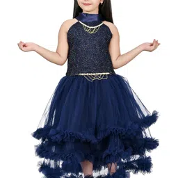 Zenat Girls Layered Net Fit & Flare Dress-image-72