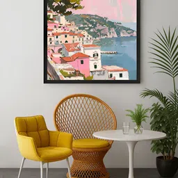 999Store Pink & Green Mediterranean Coastal Canvas Wall Art-picture-19