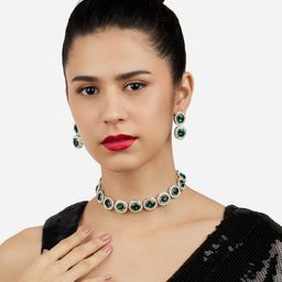 Zaveri Pearls Set Of 2 Silver-Plated Austrian Diamond Stone Studded Jewellery Sets-image-65