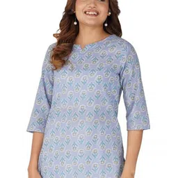 30 Looks Floral Printed Notch Neck Pure Cotton Kurti-picture-19