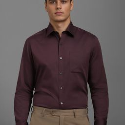 Louis Philippe Men Classic FitSpread Collar Solid Cotton Formal Shirt-image-85