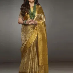 saretramall Ethnic Motifs Zari Silk Blend Banarasi Saree-image-39
