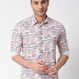 Basics Men Slim Fit Opaque Printed Casual Shirt-image-72
