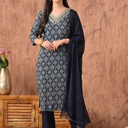 Anouk Rustic Women Ethnic Motifs Printed Kurta with Trouser & Dupatta-picture-18