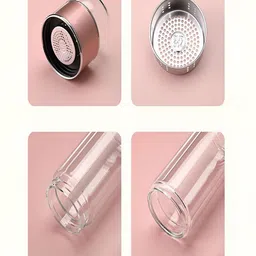 YELONA Transparent & Green Single Glass Solid Double Wall Vacuum Water Bottle image 2