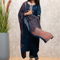 KALINI Women Ethnic Motifs Embroidered Kurta with Trousers & Dupatta-image-98