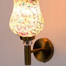 Devansh Brown & White Antique Wall Lamp With Mosaic Glass-20
