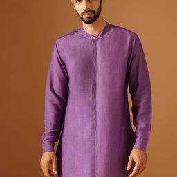 JAYPORE Band Collar Linen Straight Kurta-image-77