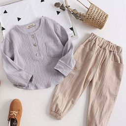 INCLUD Boys Self Design Henley Neck T-Shirt With Jogger-25