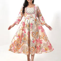 RANGRIWAZ Women Floral Print Formal Fit & Flare Midi Dress-picture-39