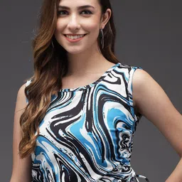 VANGULL Women Round Neck Sleeveless Abstract Printed Crop Fitted Top-picture-11