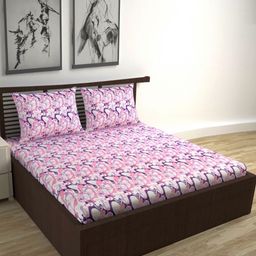 Divine Casa Pink & White 144 TC Queen Bedsheet with 2 Pillow Covers-image-57