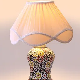Aura Off White Frustum Shaped Wooden Table Lamp image 2