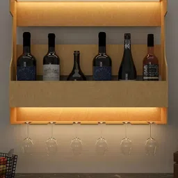 DEKORSTATION Beige Oak Finish Wooden Bar Wall Shelf-24