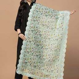 Kaizen TEXO FAB Printed Organza Dupatta with Sequinned image 1