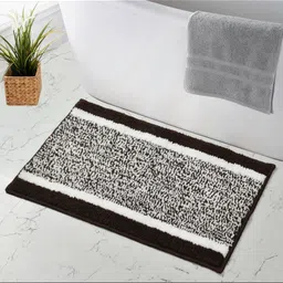 MAA HOME CONCEPT Brown & White Textured Microfiber Anti Skid 1600 GSMBathMat-image-58