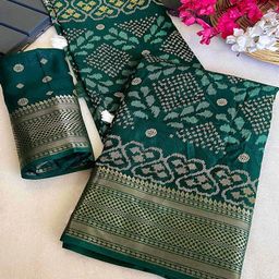Peachmode Ikkat Woven Design Zari Saree-image-27