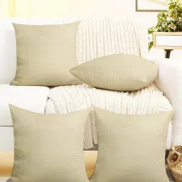 IVAZA Beige Set of 4 Velvet Square Cushion Covers-picture-27