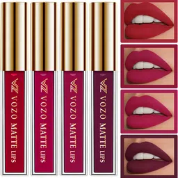 VOZO Set Of 4 Matte Lips Liquid Lipstick 4 ml Each Shade 104-105-106-201-12