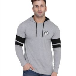 BEYOU FASHION Men Striped Hooded Cotton Slim Fit T-shirt-image-62