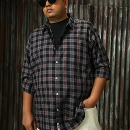Freeform by High Star Men Tartan Cotton Checked Casual Shirt-image-4