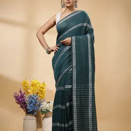 SLAGHA Floral Embroidered Taant Saree-image-49