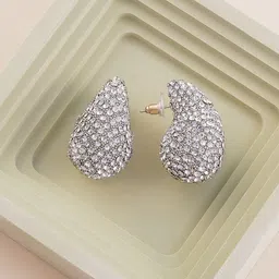SOHI Silver Plated Artificial Stones Studded Contemporary Studs Earrings-51