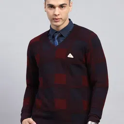 Monte Carlo Men Checked Woollen Pullover-image-10