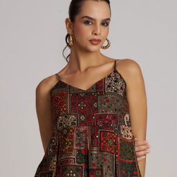 BerryBird Women Printed Peplum Crop Top-image-4