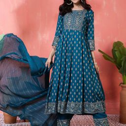 Anouk Women Ethnic Motifs Printed Anarkali Kurta with Trousers & Dupatta-image-74