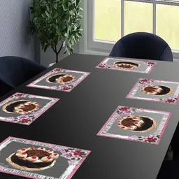 LooMantha Transparent & Pink 6 Pieces Printed Rectangular Table Placemats image 1