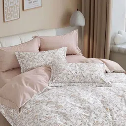 Trance Home Linen Pink & White Printed Cotton 300 TC King Bedsheet Set - 1.98 m x 1.82 m-image-12