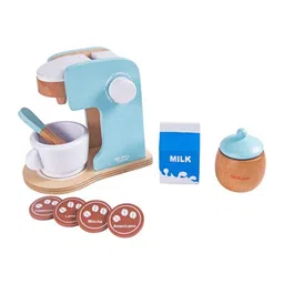 Nesta Toys Kids 10-Pcs Brown & Blue Wooden Coffee MakerSet-16