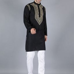 Seva Chikan Men Ethnic Motifs Yoke Design Chikankari Handloom Kurta-image-59