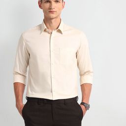 Arrow Men Spread Collar Solid Cotton Slim Fit Formal Shirt-image-78