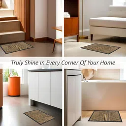 Kuber Industries 3-Pcs Grey & Beige Jacquard Rectangular Anti-Skid Doormats image 3