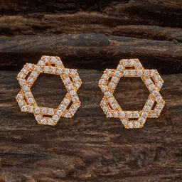 Kushal's Fashion Jewellery Gold Plated Zircon Studded Contemporary Studs Earrings-36