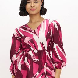 DressBerry Women Printed Puff Sleeves Peplum Top-image-20