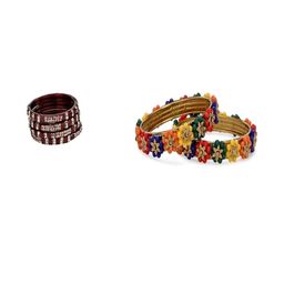 SOMIL Set of 6 Stones Studded Glass Bangles-image-43
