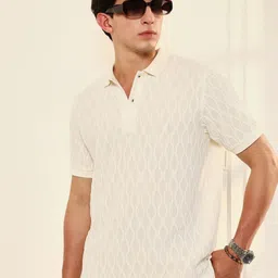Campus Sutra Men Self Design Polo Collar Cotton T-shirt-picture-42
