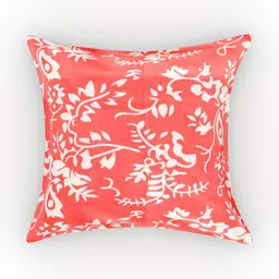 METRO LIVING Red & White 5 Pieces Floral Printed Square Cushion Covers-37