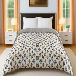 Threadwear Life Style Series White Printed AC Room 300GSM Cotton Double Bed Comforter-picture-44