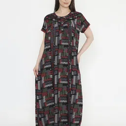 NIGHTSPREE Women Geometric Printed Maxi Nightdress-image-41