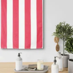 METRO LIVING Pink Striped 150 GSM Bath Towel-image-65