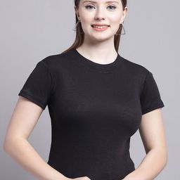 GRACIT Cotton High-Low Crop Top-image-81